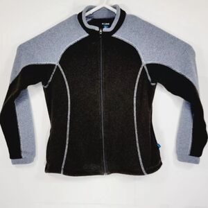 KUHL Alfpaca Fleece Womens Small Sweater Jacket Full Zip Black Gray